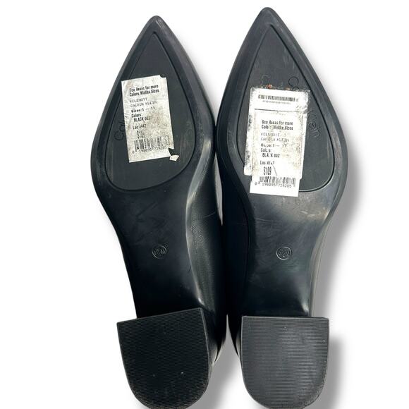 Calvin Klein Lenott Pointy Toe Block Heel Pumps Size 8.5 Black Leather Heels EUC - Picture 5 of 9